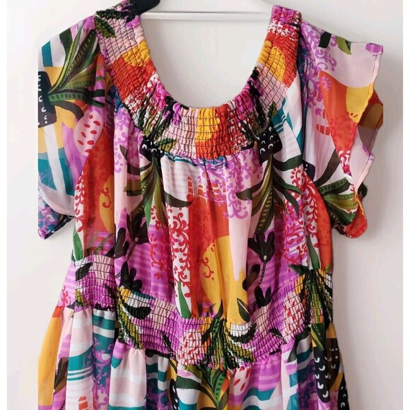 Ashley Stewart Open Hi Low Duster Women 18/20 Pink Floral Print  Button NWT - Picture 8 of 10